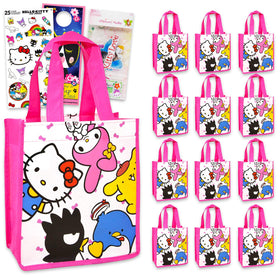 SANRIO Hello Kitty tote set with twelve reusable bags, ideal for party favors or loot bags.