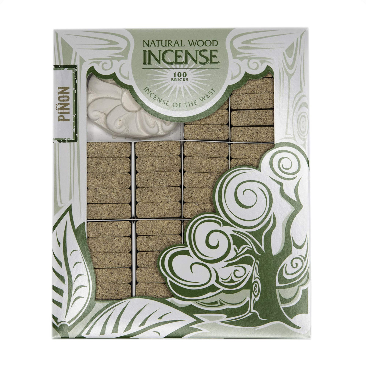 Incienso de Santa Fe Piñon incense bricks with holder for a calming, natural aroma.