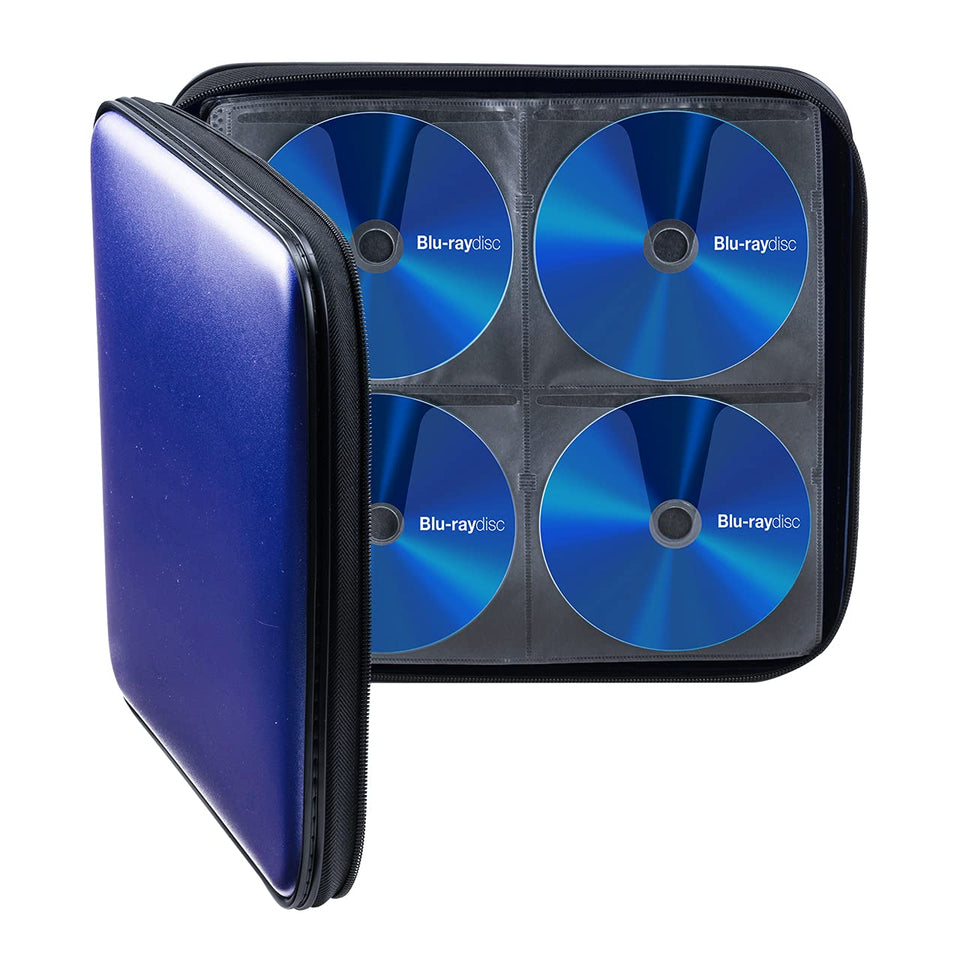 SANWA CD case front view showing durable portable storage for Blu-ray, CDs, and DVDs.