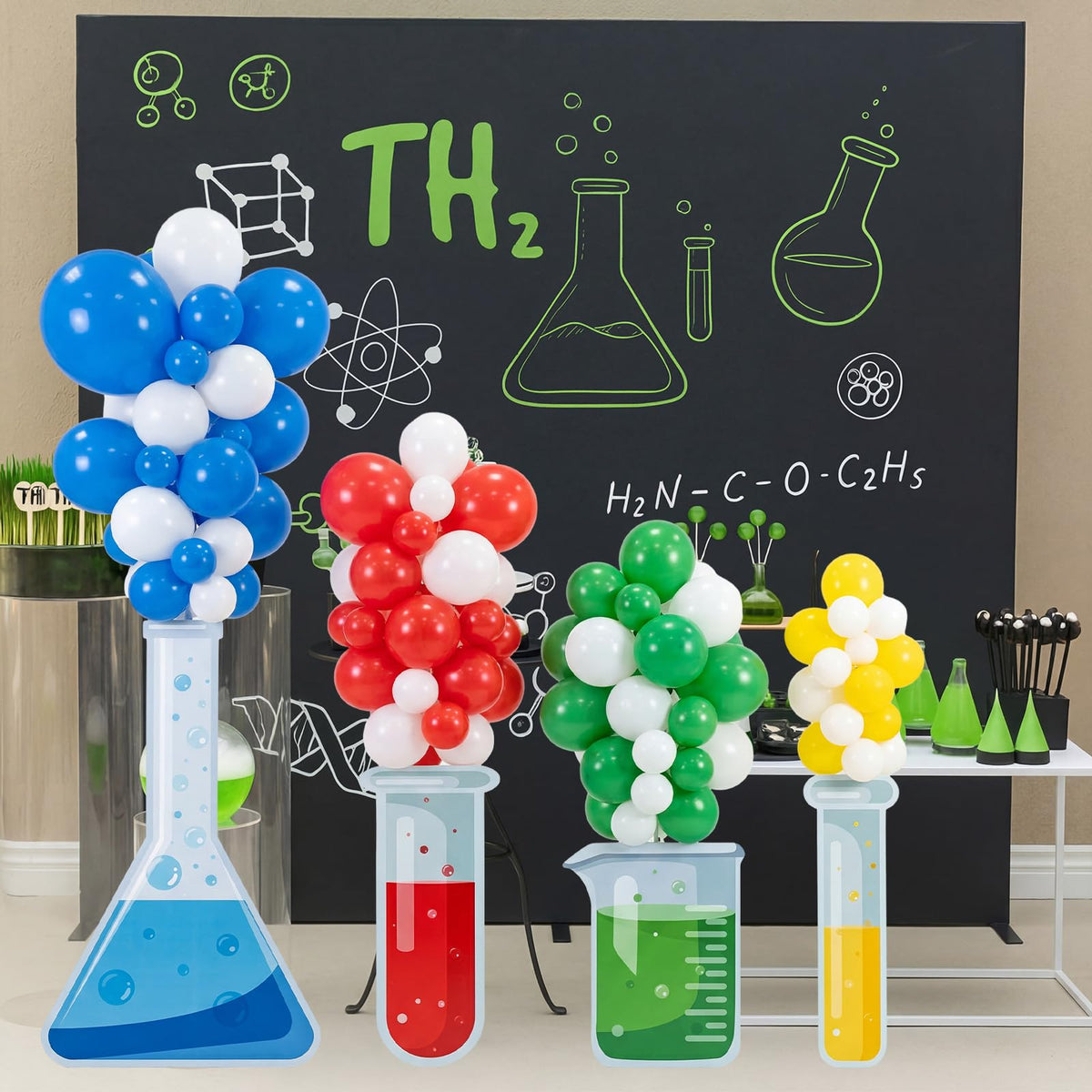 Sanwuta Erlenmeyer flask prop boosts science party atmosphere for photos.
