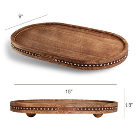 SAOCAIHUL round tray used as a living room centerpiece with rustic charm.