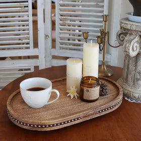 SAOCAIHUL round tray with protective wooden legs guards tabletops.