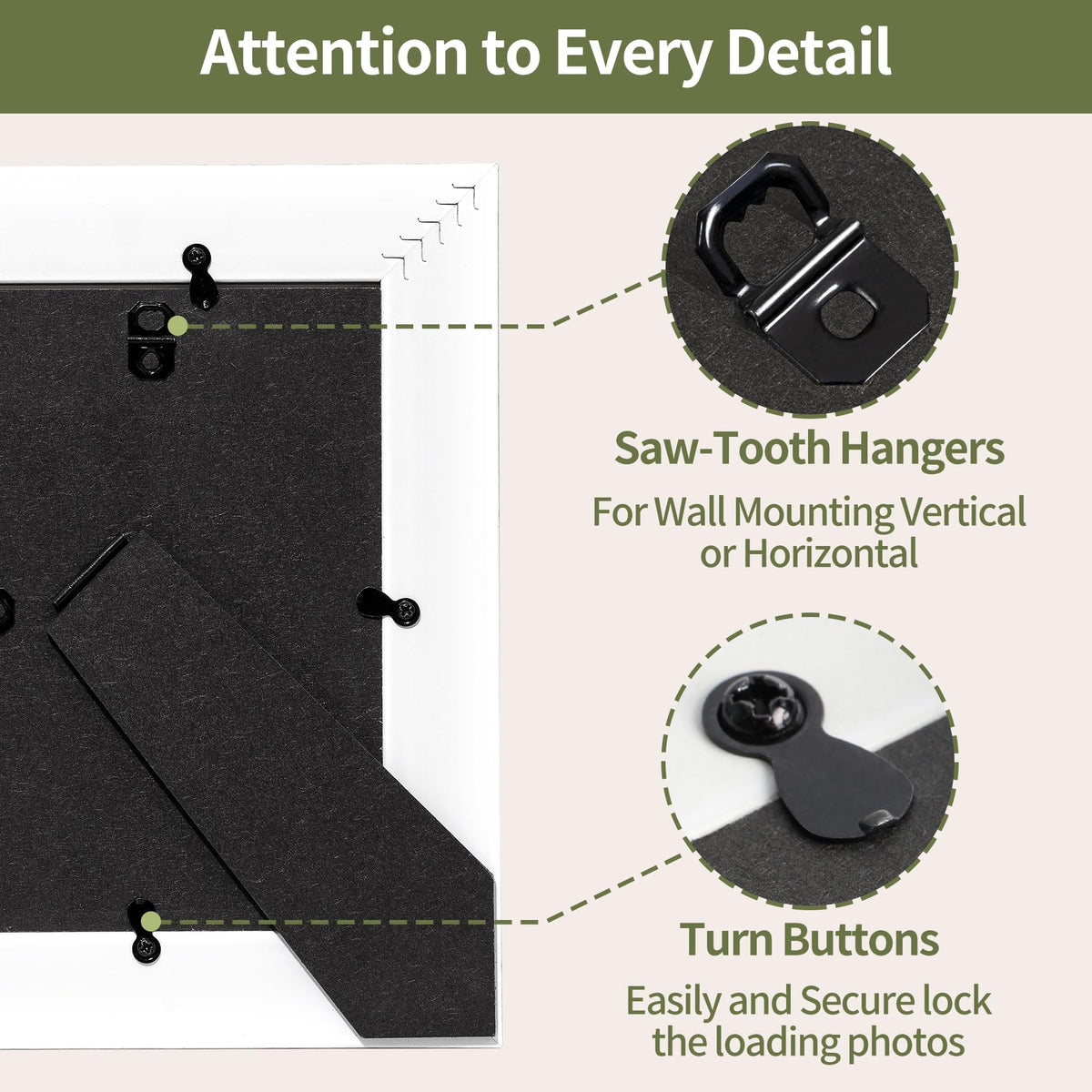 Sapowerntus frame supports wall and table display for versatile placement.