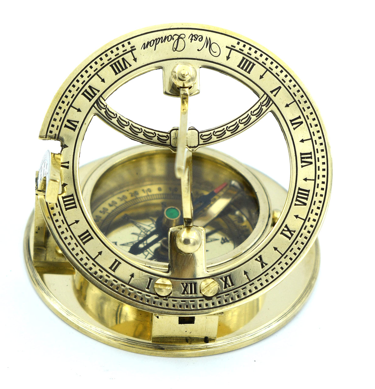 SARA NAUTICAL brass sundial dimensions 3x3x1.38 inches for carry