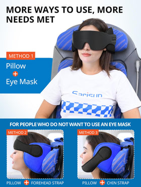 SARISUN travel pillow with eye mask enhances comfort during overnight flights.