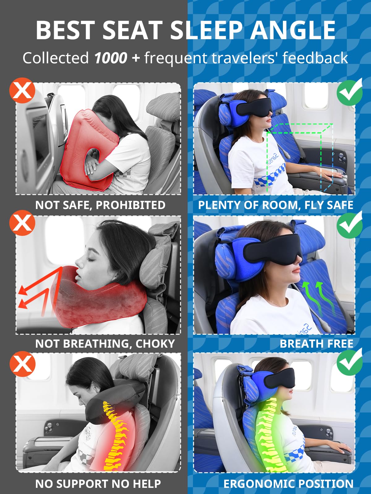 SARISUN Travel Pillow compact design fits easily into a carry bag for journeys.