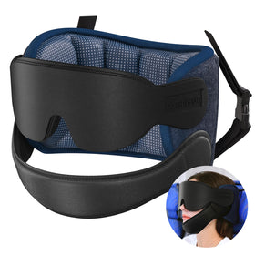 SARISUN travel pillow with eye mask for restful plane sleep and neck support.