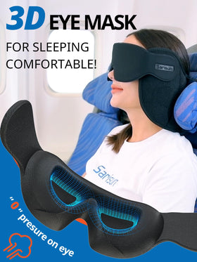 SARISUN soft 3D eye mask blocks light without pressure for restful travel.