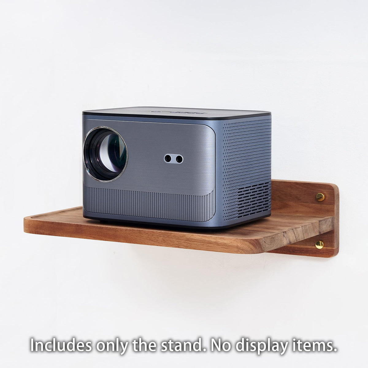 SARUFO acacia wood shelf with cable management for a tidier setup