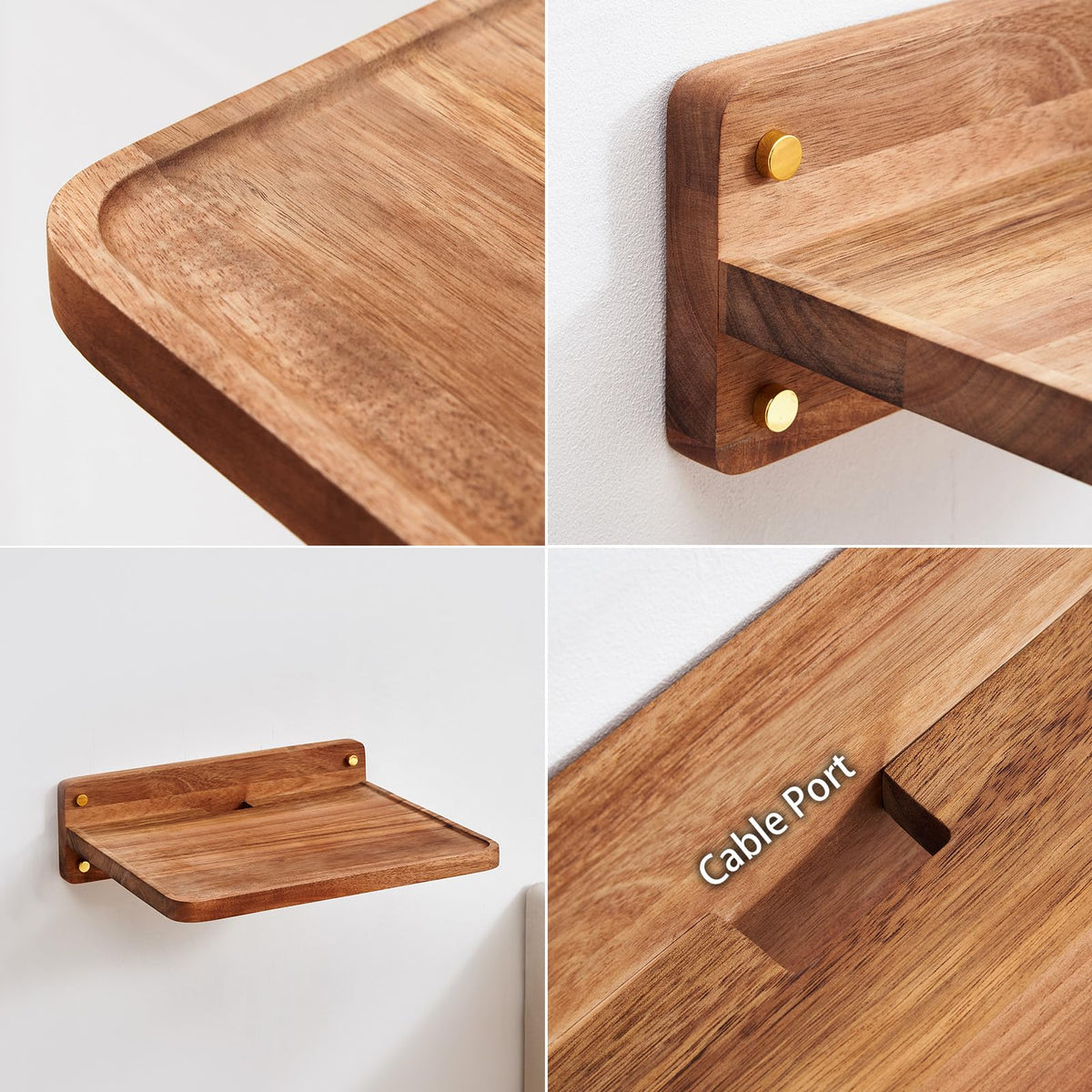 SARUFO minimalist acacia shelf highlights decor while concealing daily essentials