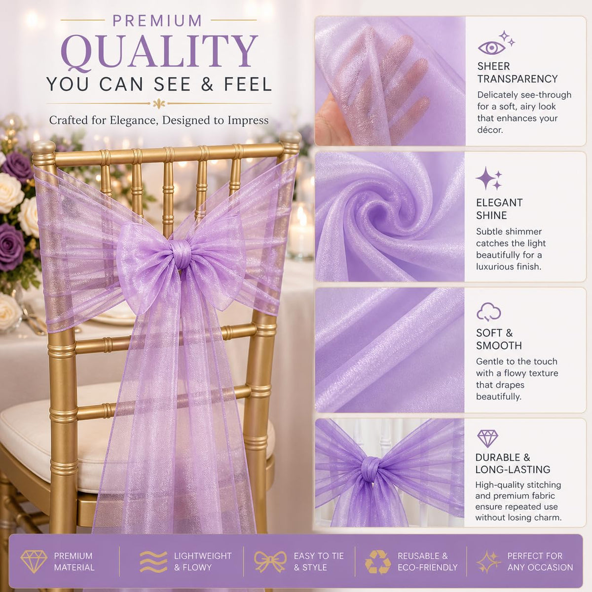 SARVAM FASHION wedding reception sash on chair creating cohesive color theme