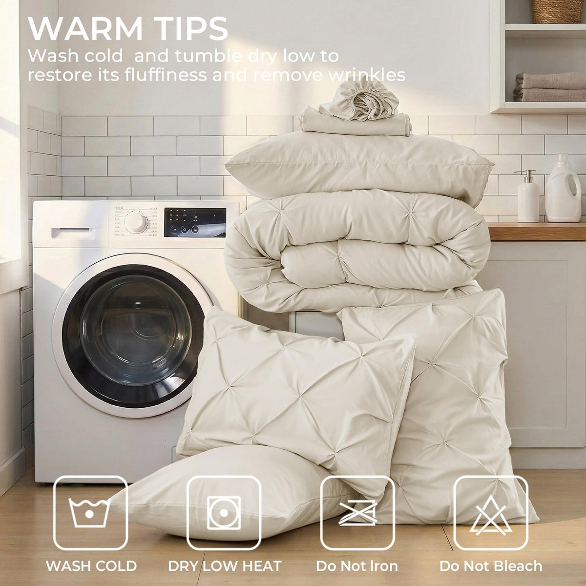 Sasttie care guide for machine-washable comforter set