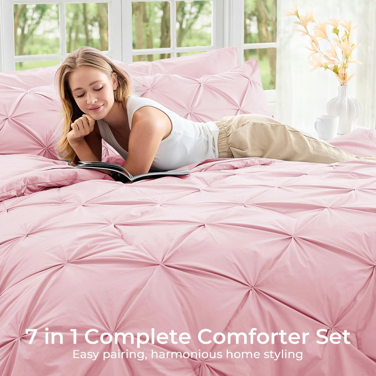 Sasttie queen pillowshams coordinate with the set for a polished look
