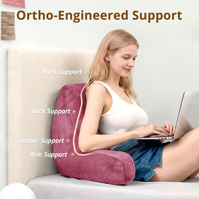 Sasttie reading pillow arm-rest close-up showing supportive back and neck