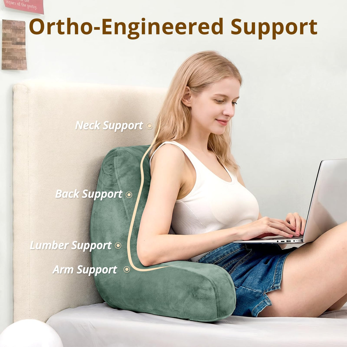 Sasttie reading pillow with arm-rest offers ergonomic back support while seated
