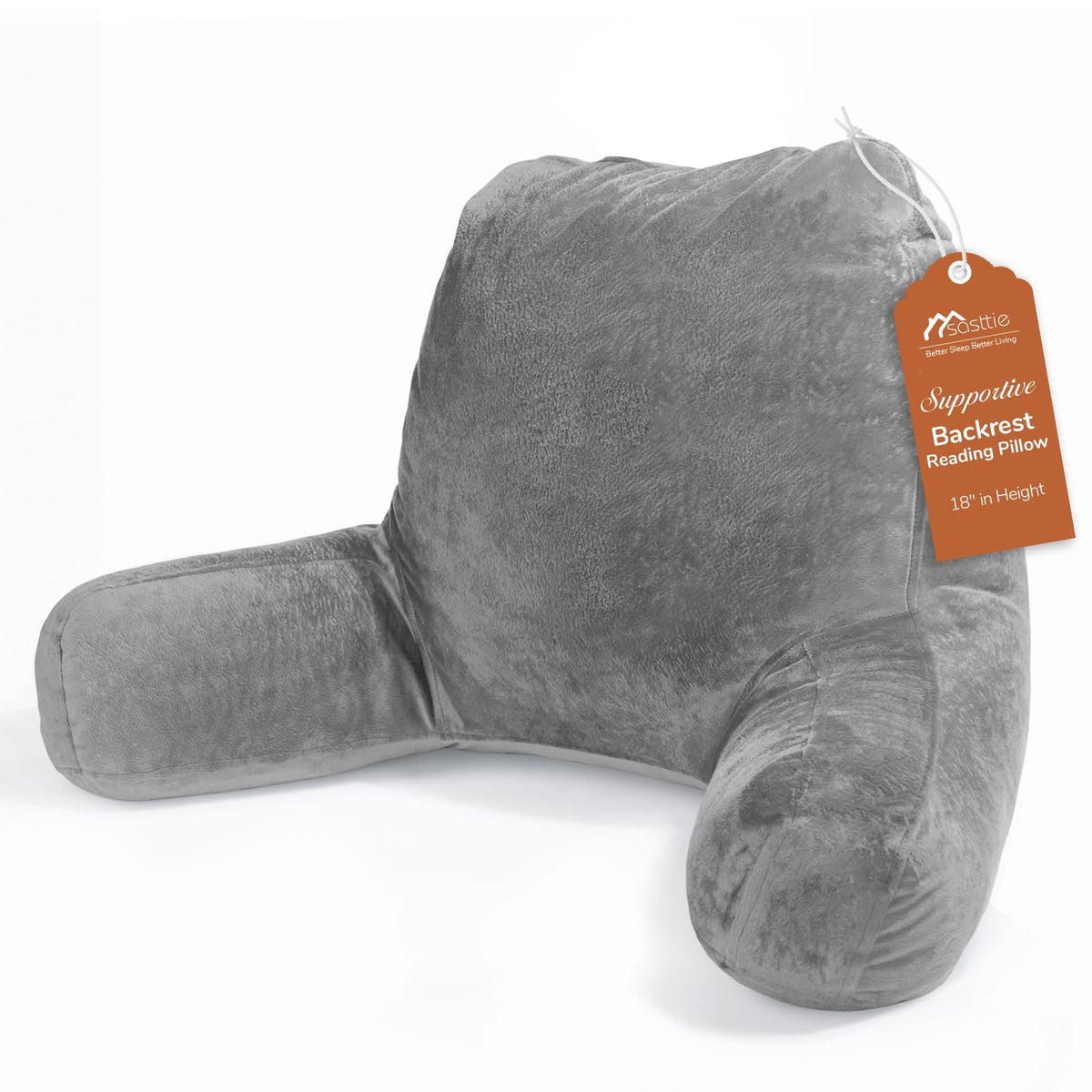 Sasttie reading pillow in bed supports comfortable reading and upright posture.