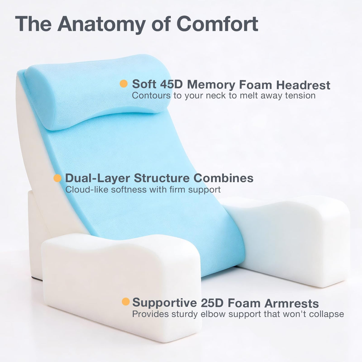 Sasttie base and armrests use high-density foam for durable structure