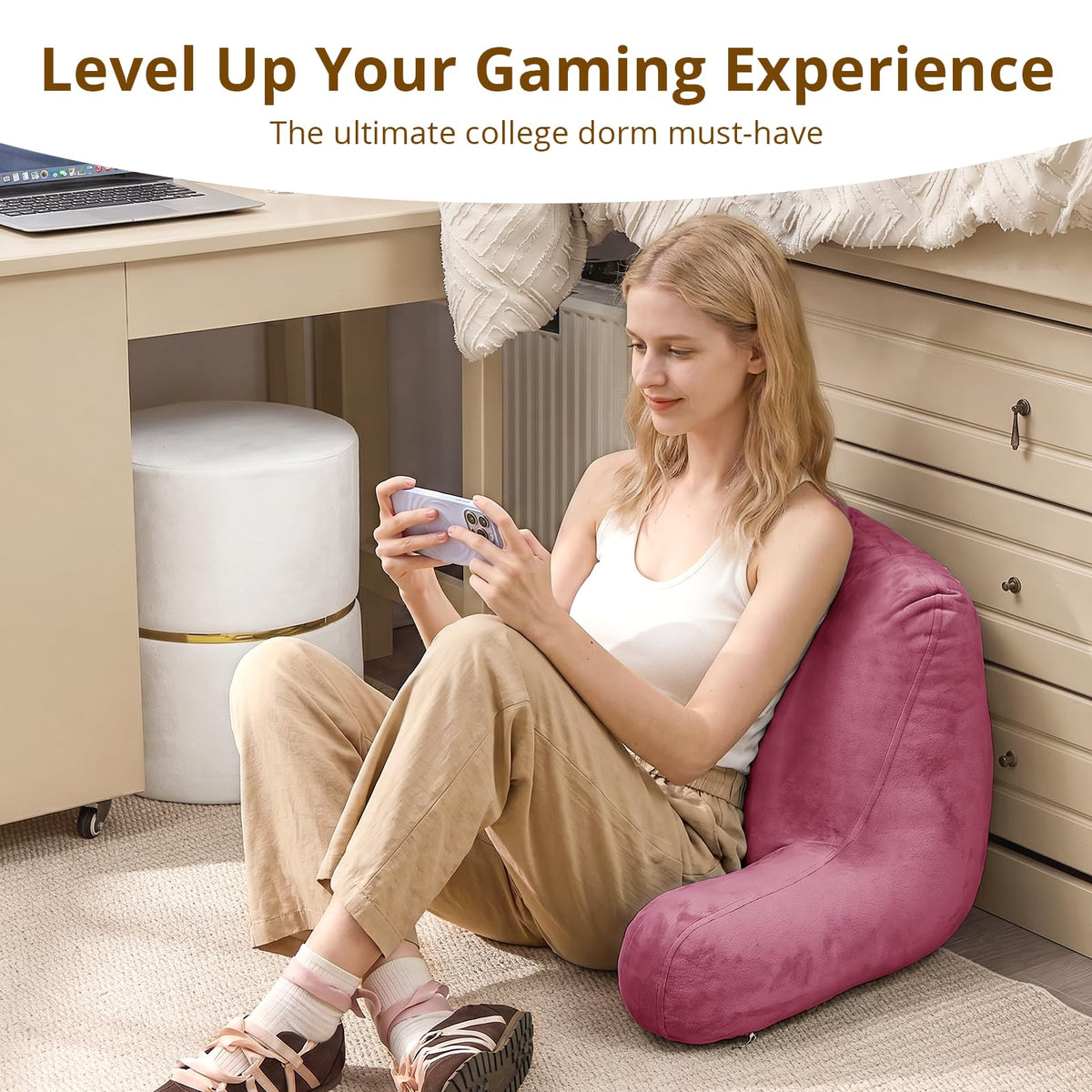 Sasttie reading pillow on couch for relaxed watching and lounging