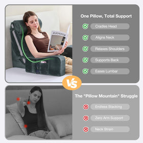 Sasttie reading pillow side pockets keep phone and remote within reach