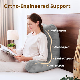 Sasttie XL back rest pillow shown on couch for neck support