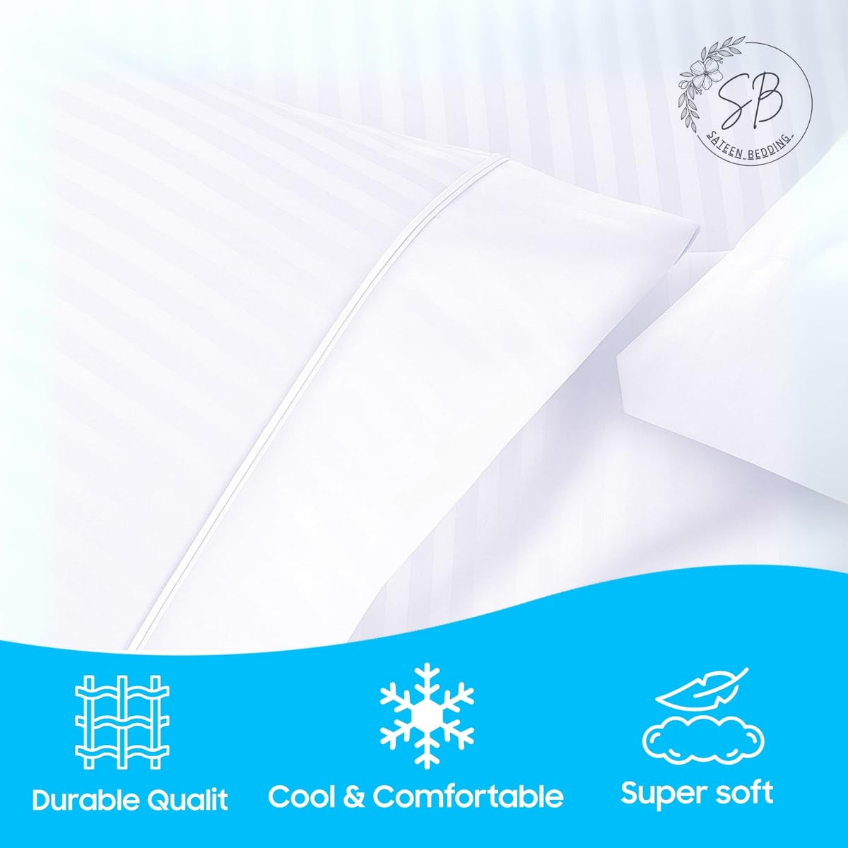 SATEEN BEDDING STORE pillow cover 20x30 protects and adds soft touch.