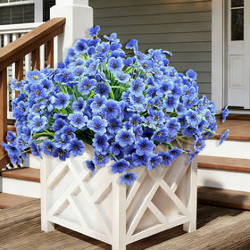 Satefello blue outdoor artificial flowers in 20 bundles perfect for window boxes and porches