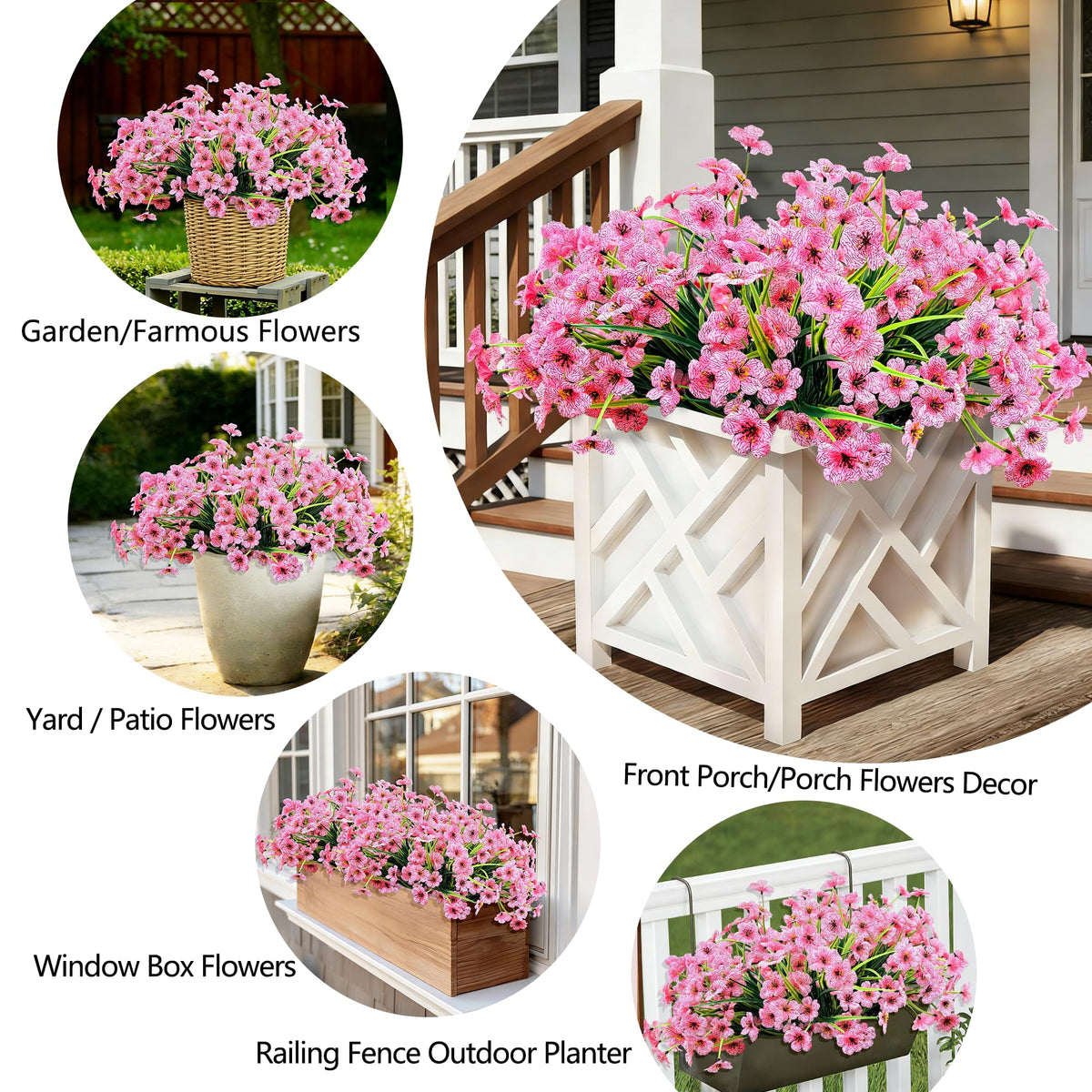 Satefello UV-resistant silk flowers for outdoor use maintain vibrant pink color