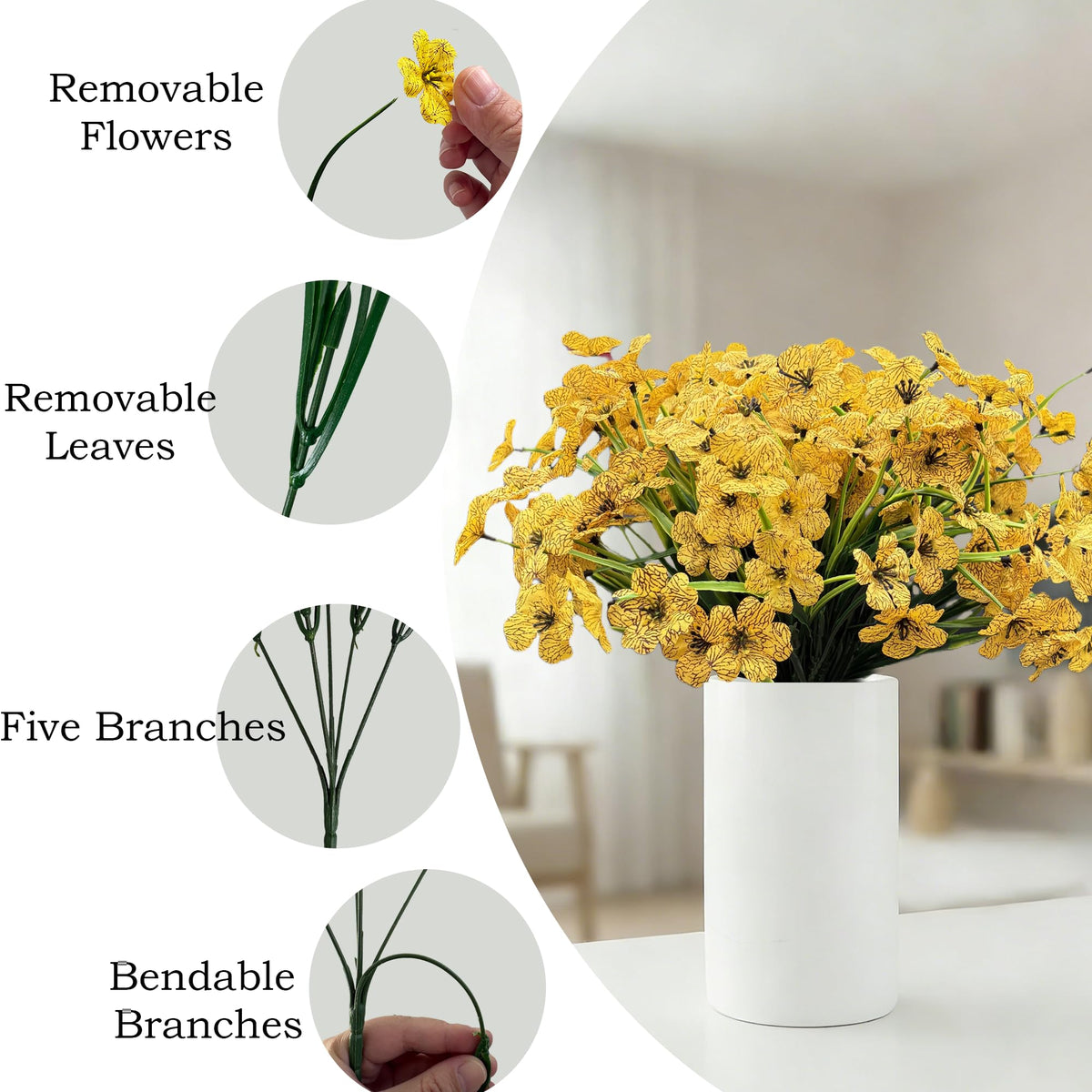 Satefello durable outdoor flowers resist sun and weather.