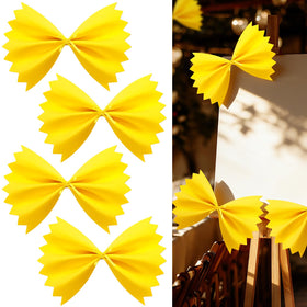 SATINIOR pasta party decorations feature yellow farfalle shapes for festive walls and backdrops.