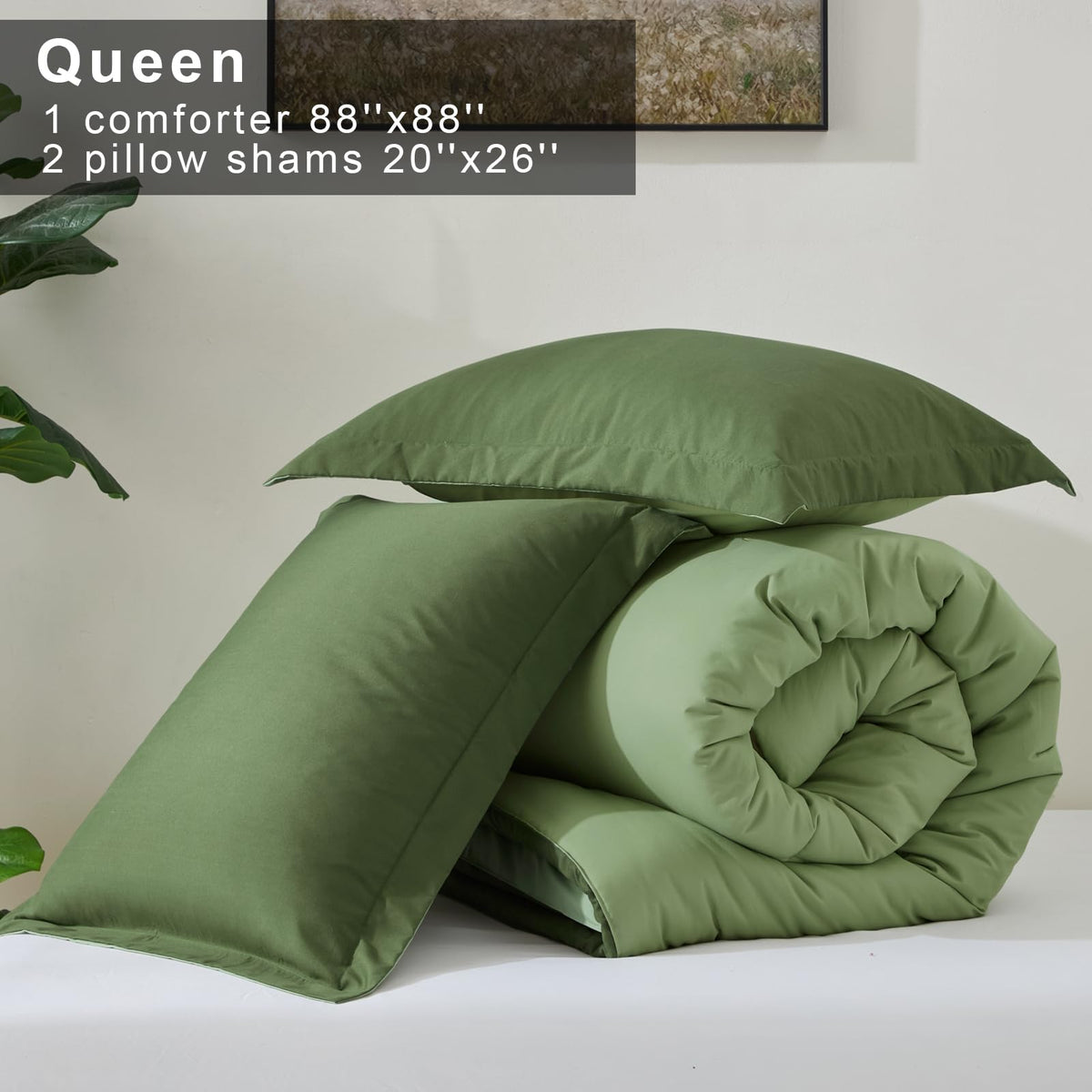 Satisomnia Green Queen pillow shams 2-inch flange elevate styling and bed framing.