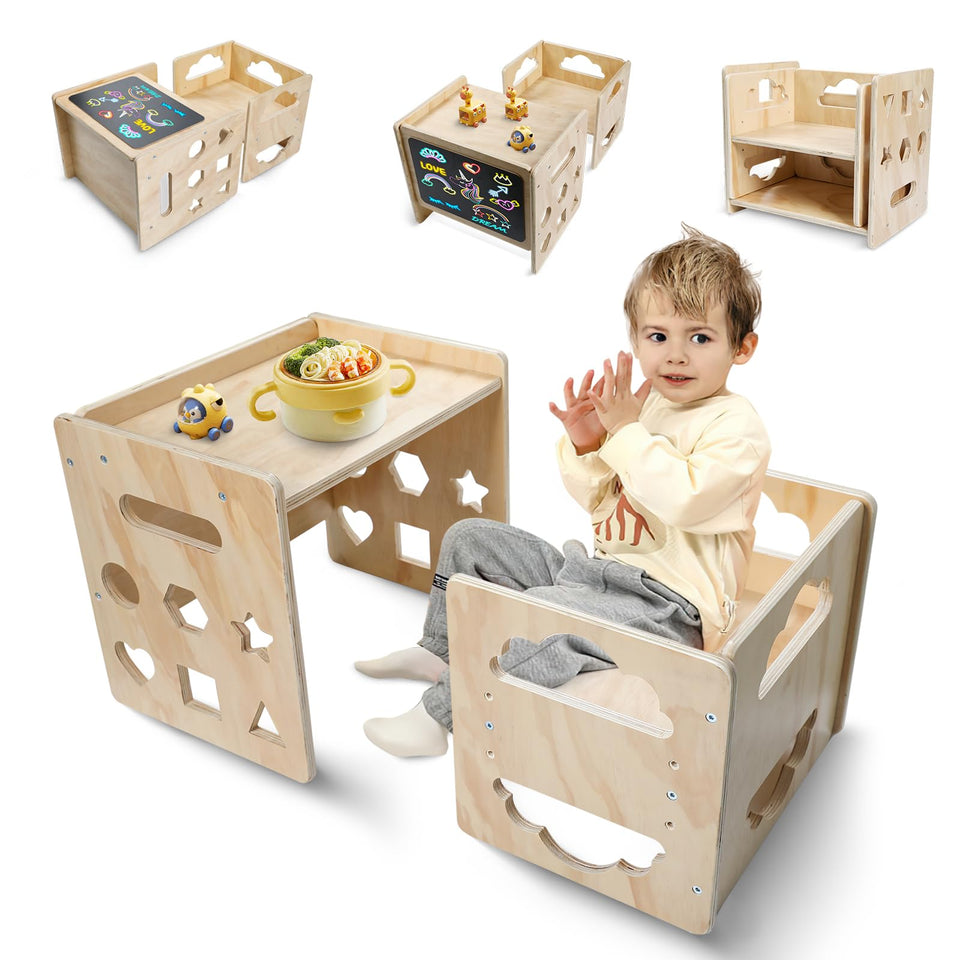 Satisure Montessori weaning table set assembly view; quick meals