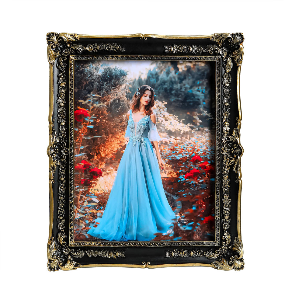 Satmole black 8x10 vintage frame with ornate floral design for elegant photos