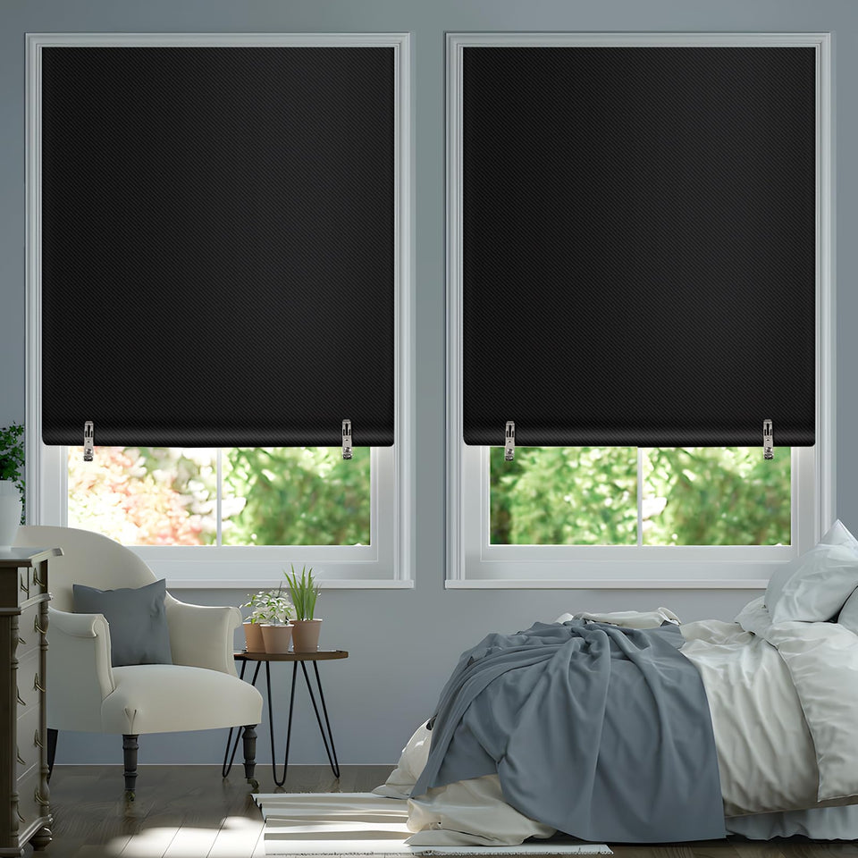 SAUIRS 2Pack cordless blackout shades demonstrate safe, kid-friendly operation.
