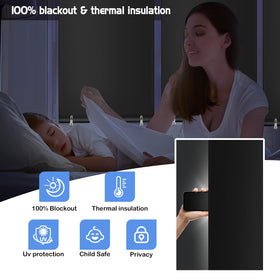SAUIRS blackout shade fabric texture highlights premium polyester finish.