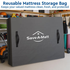 Queen-size gray SaveAMatt bag ideal for moving and long-term storage use.