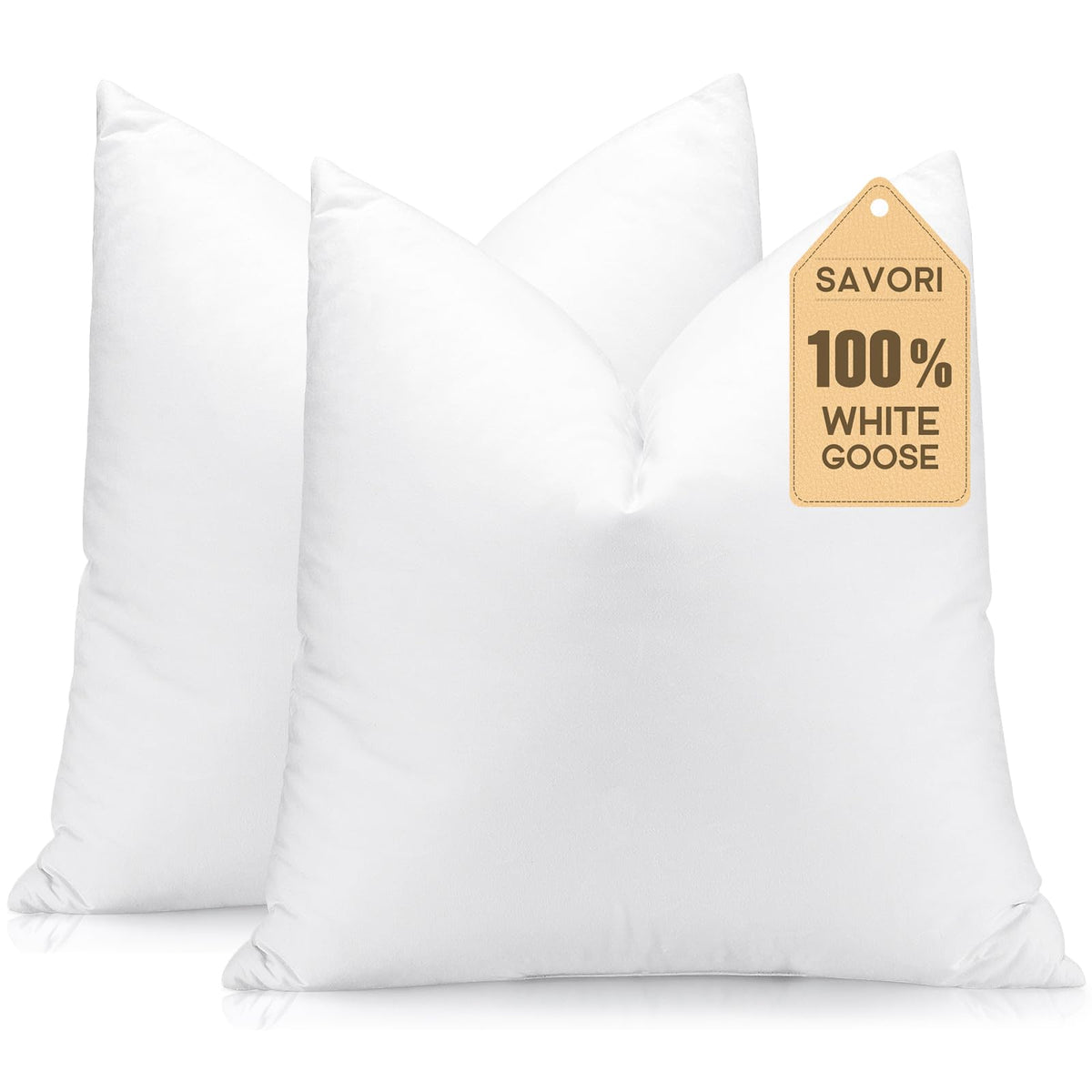 SAVORI pillow insert 24x24 on sofa shows plush daily lounging comfort
