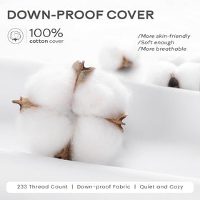 SAVORI pillow insert closeup shows premium filling for fluffy, quiet comfort
