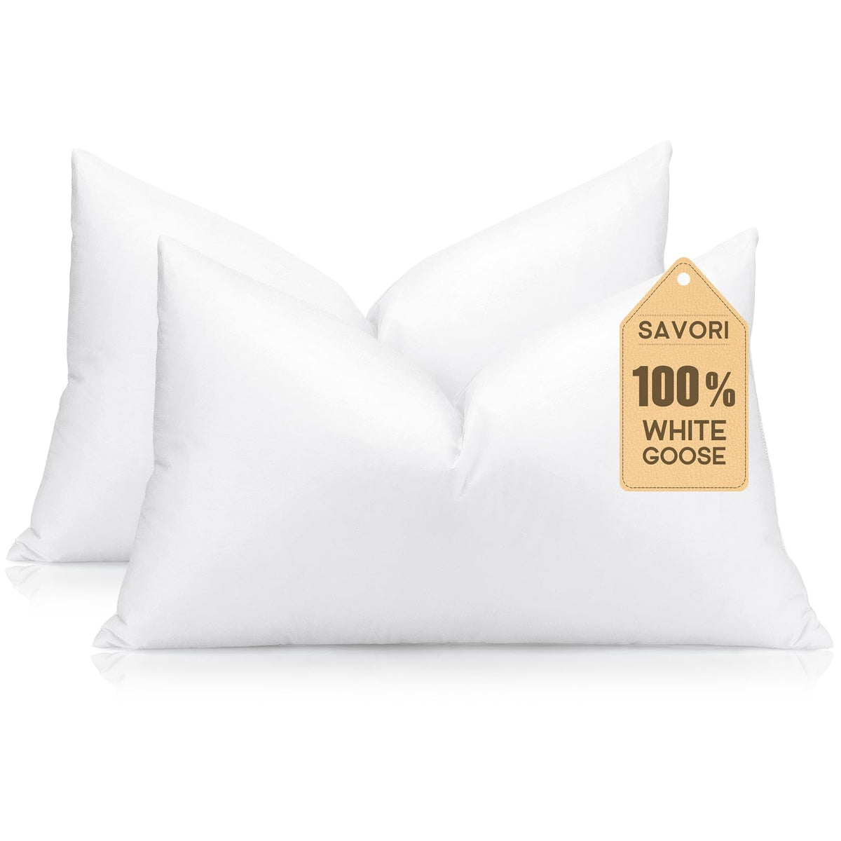 SAVORI pillow insert down-feather closeup showing fluffy comfort and breathability.