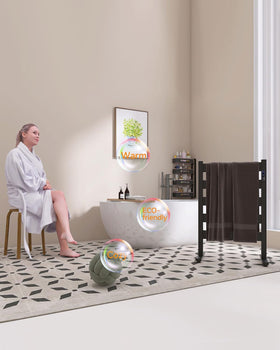 Sawlece towel warmer digital display closeup enables precise temperature control