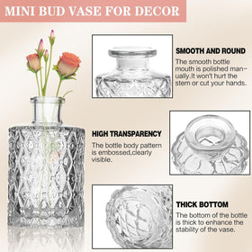 Sawoake clear bud vases showcase single stems for simple, bright displays.