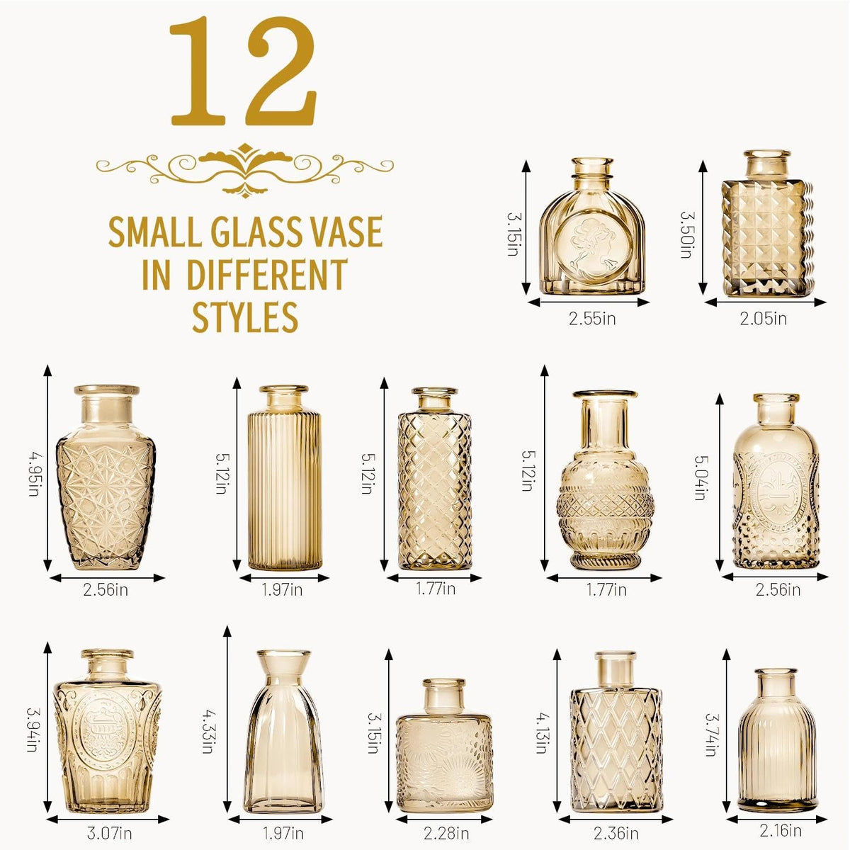 Sawoake clear bud vases for weddings, 12-piece set adds shimmering table decor