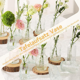 Sawoake etched-pattern bud vases catch light for a sparkly touch.