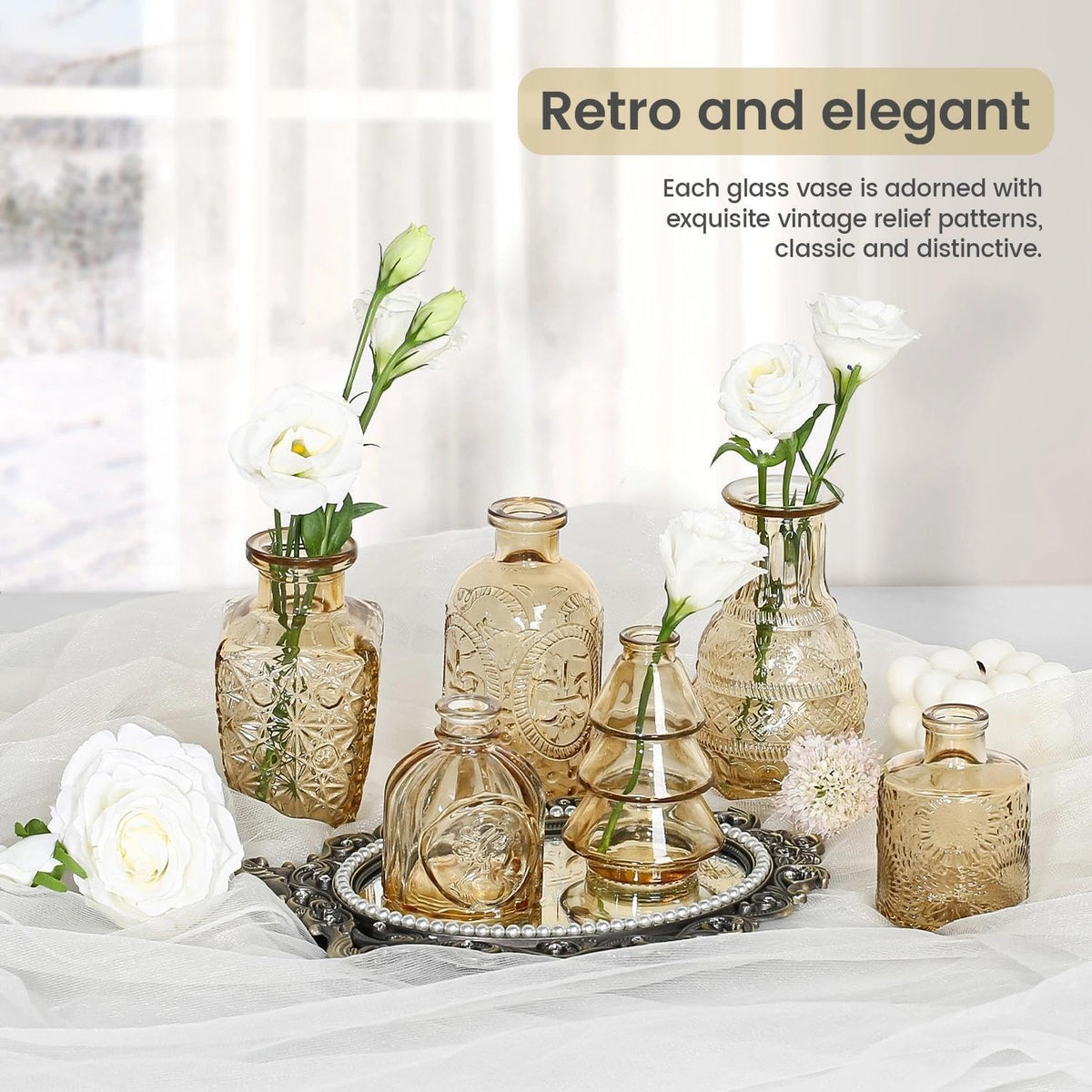 Sawoake gold bud vases for dining table displays and receptions