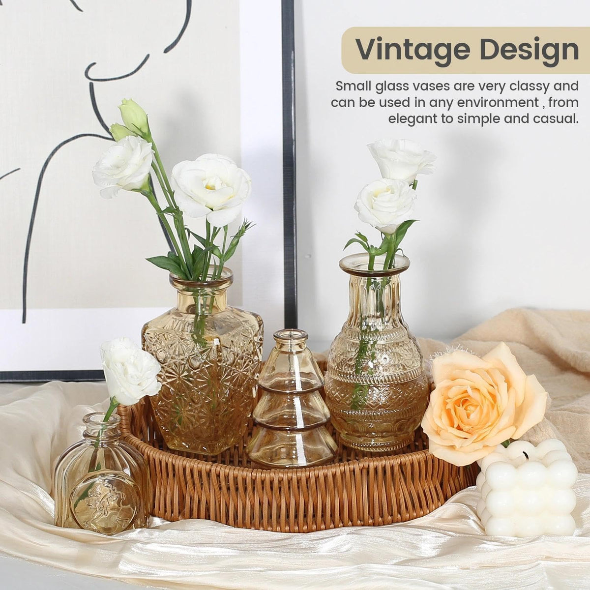 Sawoake sparkling clear bud vases enhance centerpieces with light reflection