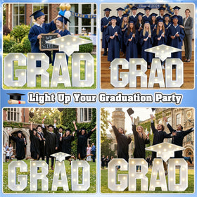 Saxuxu 2026 light-up numbers complete a bold grad display.
