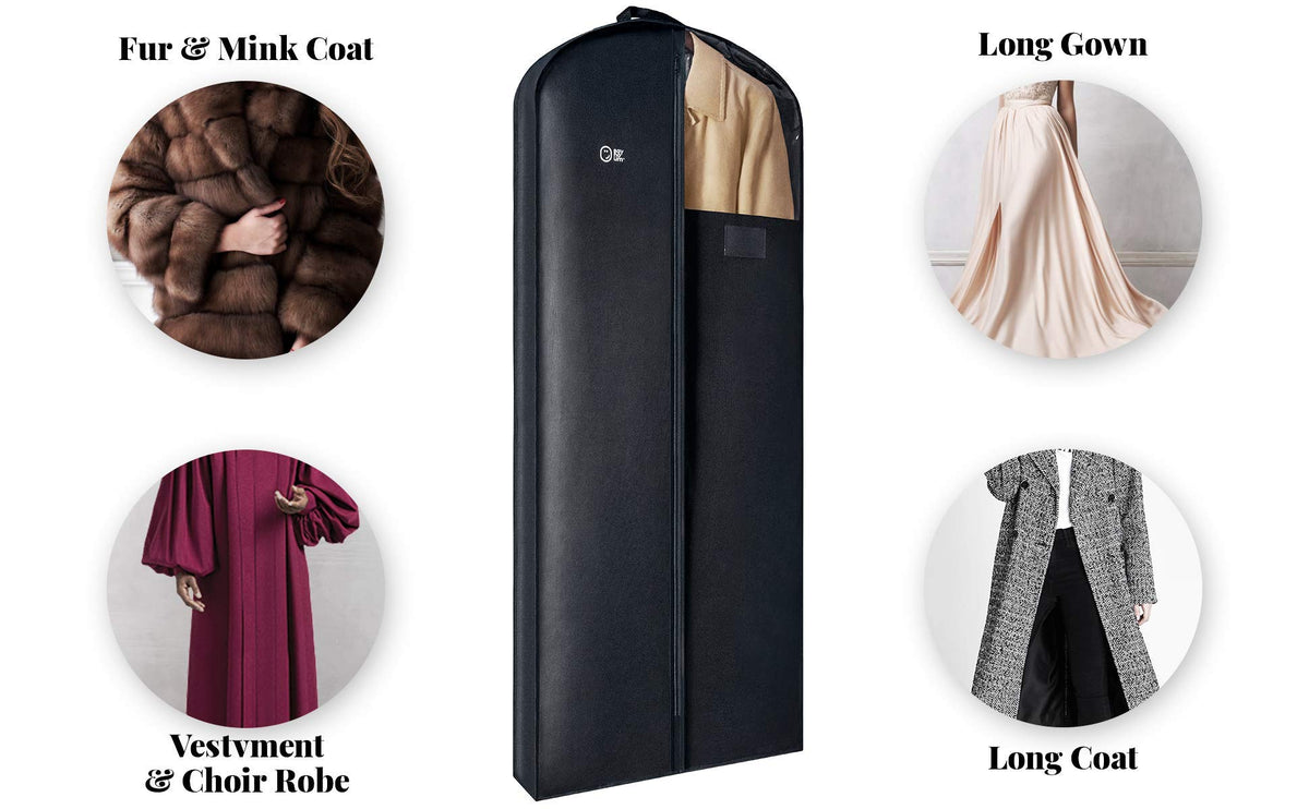 SAY HO UM garment bag for fur and mink protects delicate fabrics from moisture.