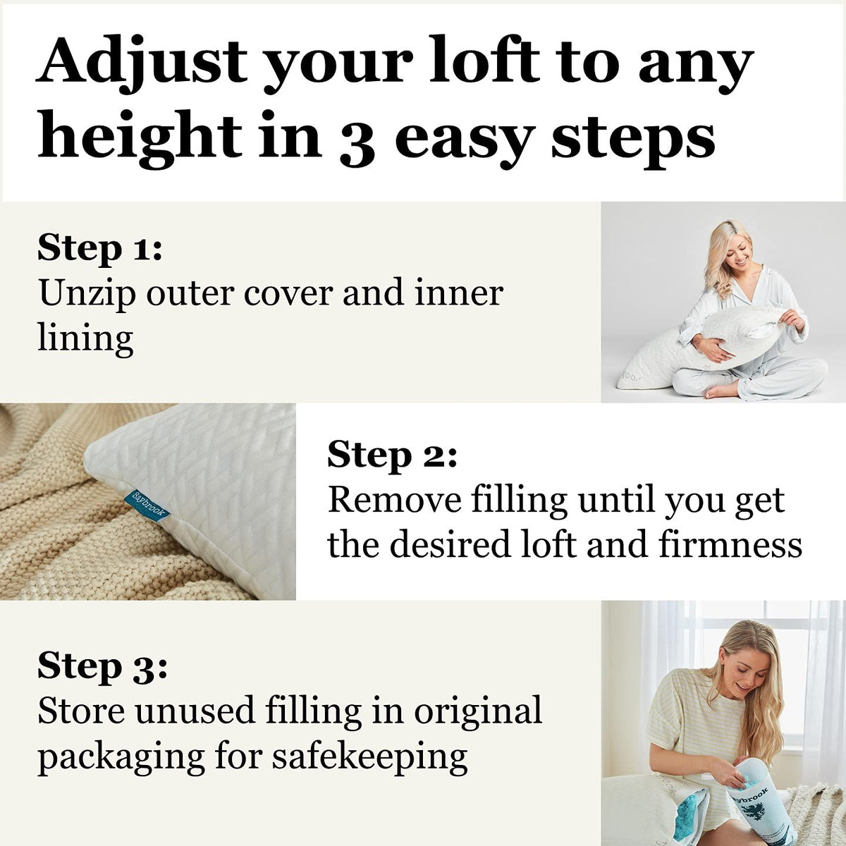Saybrook Lion Down Alternative foam layers provide plush, supportive feel.
