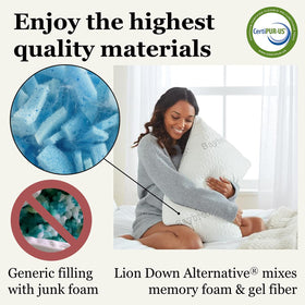 Saybrook Pillow cover reveals removable, machine-washable, breathable design.