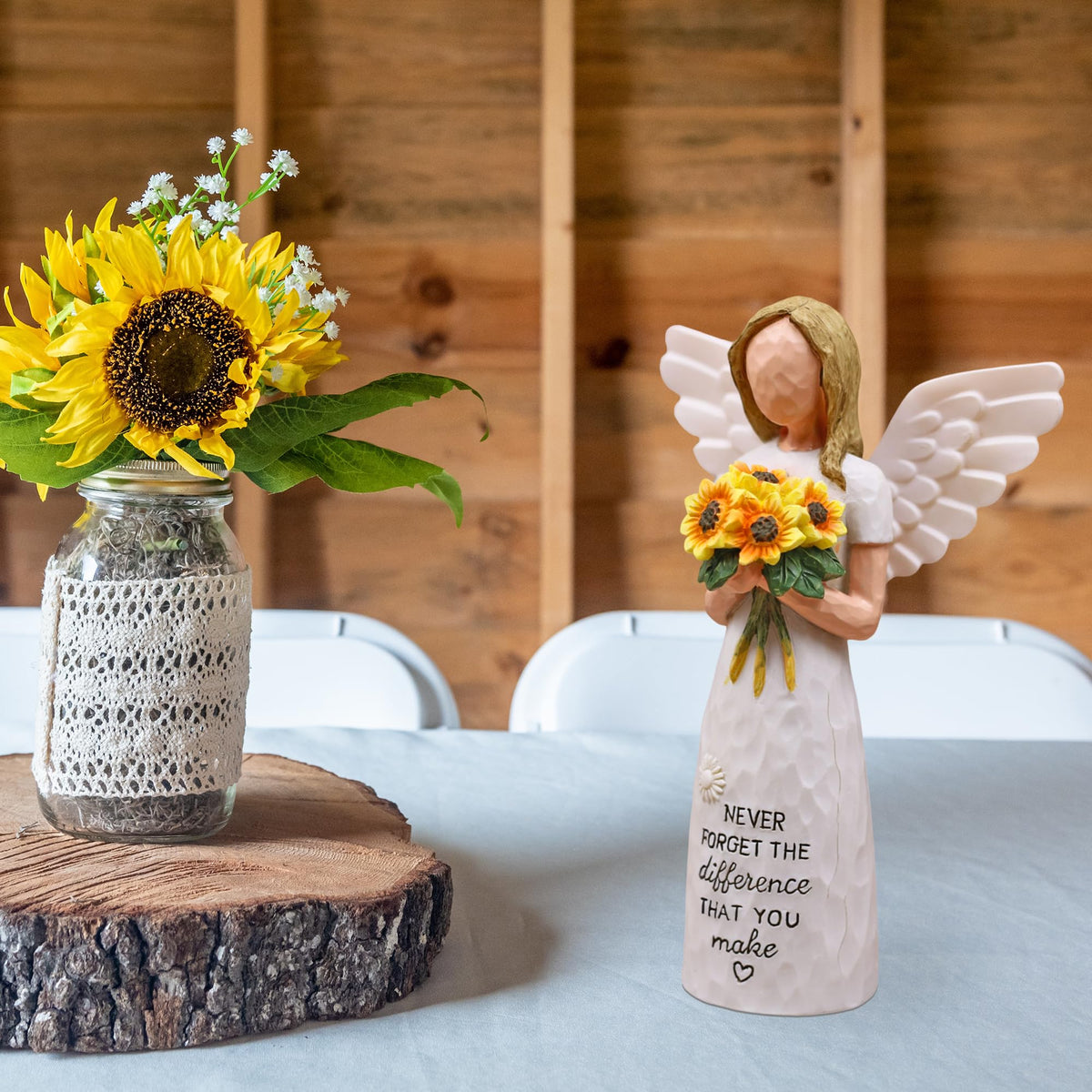 Sayouart hand-painted sunflower angel figurine, a meaningful keepsake.
