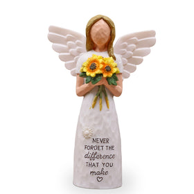 Sayouart sunflower angel figurine on desk, a thoughtful gratitude gift.
